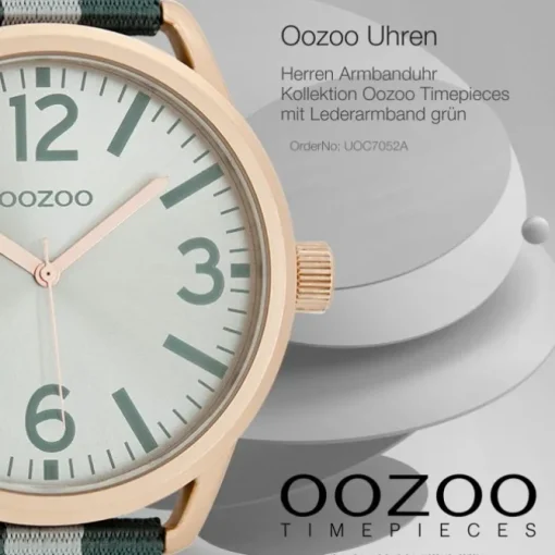 Oozoo Herren Armbanduhr Timepieces Analog Leder grün UOC7052A
