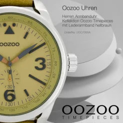 Oozoo Herren Armbanduhr Timepieces Analog Leder hellbraun UOC7065A