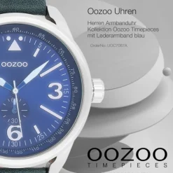 Oozoo Herren Armbanduhr Timepieces Analog Leder blau UOC7067A