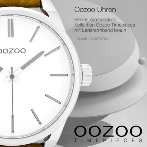 Oozoo Herren Armbanduhr Timepieces Analog Leder braun UOC7070A