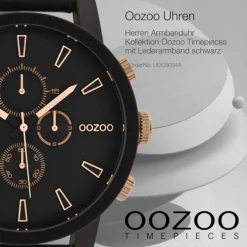 Oozoo Herren Armbanduhr Timepieces C9034A Analog Leder schwarz UOC9034A