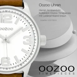Oozoo Herren Armbanduhr Timepieces Analog Leder braun UOC7091A
