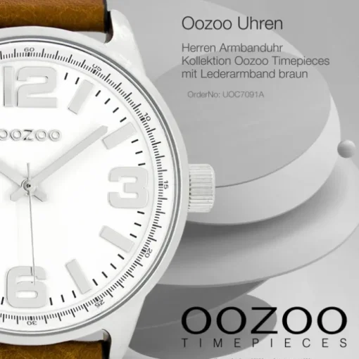 Oozoo Herren Armbanduhr Timepieces Analog Leder braun UOC7091A