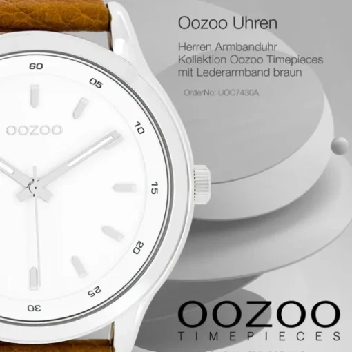 Oozoo Herren Armbanduhr Timepieces Analog Leder braun UOC7430A