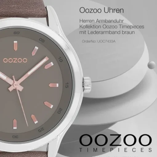 Oozoo Herren Armbanduhr Timepieces Analog Leder braun UOC7433A