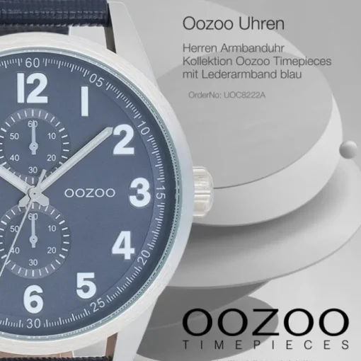 Oozoo Herren Armbanduhr Timepieces Analog Leder blau UOC8222A