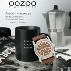 Oozoo Herren Armbanduhr Timepieces Analog Leder braun UOC8306A