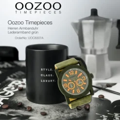 Oozoo Herren Armbanduhr Timepieces Analog Leder grün UOC8307A