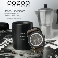 Oozoo Herren Armbanduhr Timepieces Analog Leder braun UOC8308A