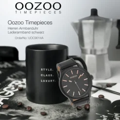 Oozoo Herren Armbanduhr Timepieces Analog Leder schwarz UOC9014A