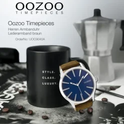 Oozoo Herren Armbanduhr Timepieces Analog Leder braun UOC9040A
