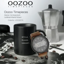 Oozoo Herren Armbanduhr Timepieces Analog Leder braun UOC9057A