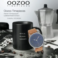 Oozoo Herren Armbanduhr Timepieces Analog Leder braun UOC9406A