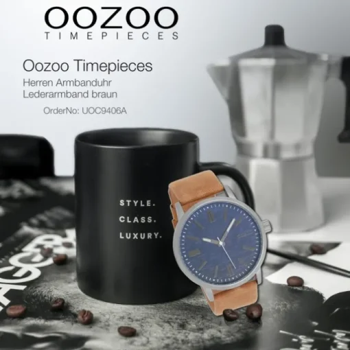 Oozoo Herren Armbanduhr Timepieces Analog Leder braun UOC9406A