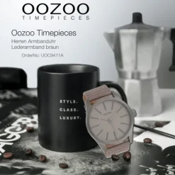 Oozoo Herren Armbanduhr Timepieces Analog Leder braun UOC9411A