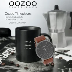 Oozoo Herren Armbanduhr Timepieces Analog Leder braun UOC9443A
