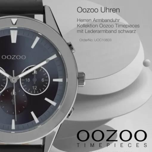 Oozoo Herren Armbanduhr Timepieces C10803 Analog Leder schwarz UOC10803