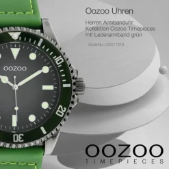 Oozoo Herren Armbanduhr Timepieces C11010 Analog Leder grün UOC11010