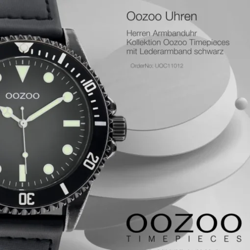 Oozoo Herren Armbanduhr Timepieces C11012 Analog Leder schwarz UOC11012