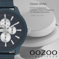 Oozoo Herren Armbanduhr Timepieces C11018 Analog Metall Mesh blau UOC11018