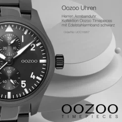 Oozoo Herren Armbanduhr Timepieces C10957 Analog Edelstahl schwarz UOC10957