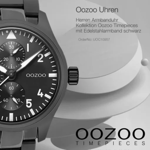 Oozoo Herren Armbanduhr Timepieces C10957 Analog Edelstahl schwarz UOC10957