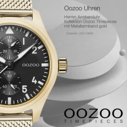 Oozoo Herren Armbanduhr Timepieces C10959 Analog Metall Mesh gold UOC10959