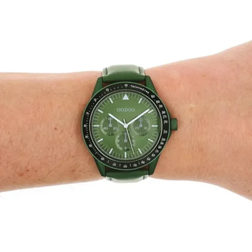 Oozoo Herren Armbanduhr Timepieces Analog Leder grün UOC11111