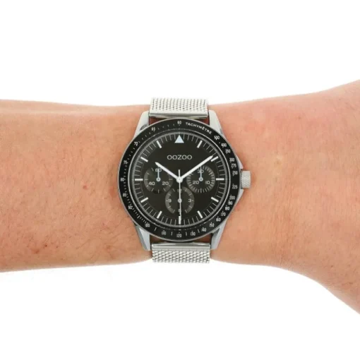 Oozoo Herren Armbanduhr Timepieces Analog Metall Mesh silber UOC11113