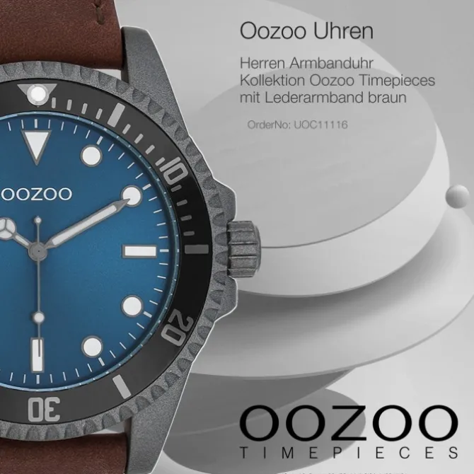 Oozoo Herren Armbanduhr Timepieces Analog Leder braun UOC11116