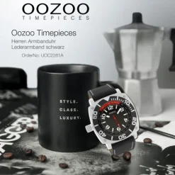 Oozoo Herren Armbanduhr Timepieces Analog Leder schwarz UOC2281A