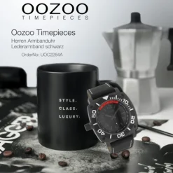 Oozoo Herren Armbanduhr Timepieces Analog Leder schwarz UOC2284A
