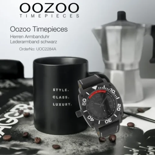 Oozoo Herren Armbanduhr Timepieces Analog Leder schwarz UOC2284A