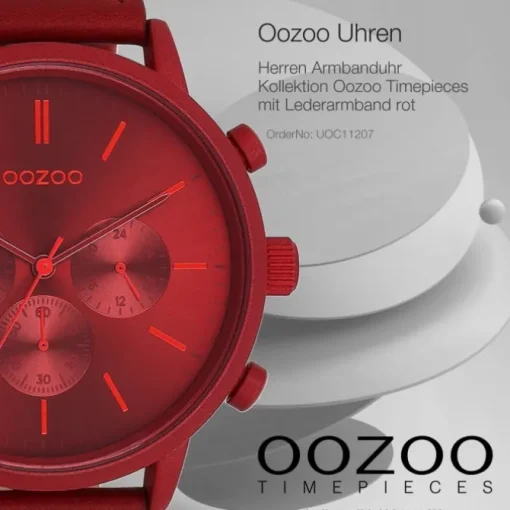 Oozoo Herren Armbanduhr Timepieces Analog Leder rot UOC11207