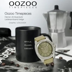 Oozoo Herren Armbanduhr Timepieces Analog Leder beige UOC5335A