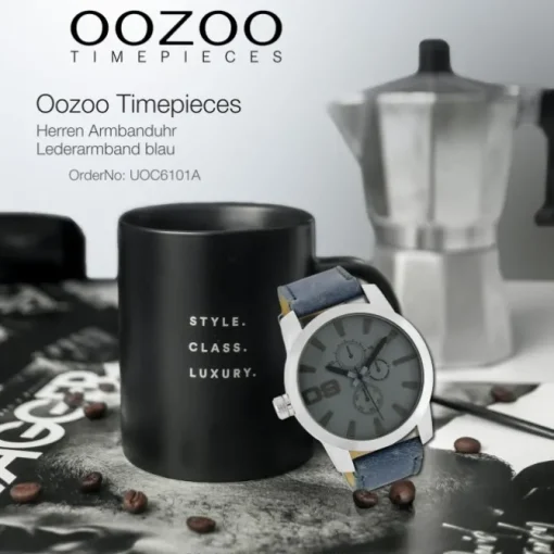 Oozoo Herren Armbanduhr Timepieces Analog Leder blau UOC6101A