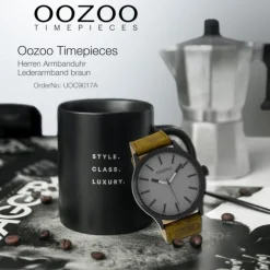 Oozoo Herren Armbanduhr Timepieces Analog Leder braun UOC9017A