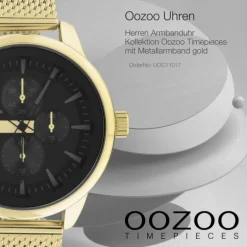 Oozoo Herren Armbanduhr Timepieces C11017 Analog Metall Mesh gold UOC11017