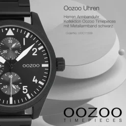 Oozoo Herren Armbanduhr Timepieces Analog Metallband schwarz UOC11509