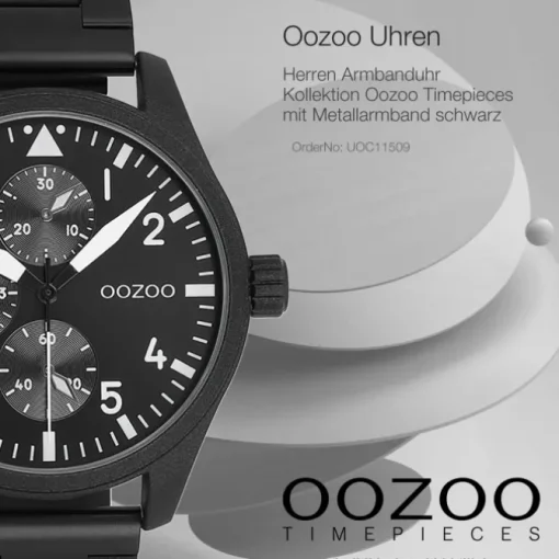 Oozoo Herren Armbanduhr Timepieces Analog Metallband schwarz UOC11509