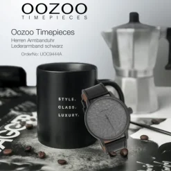 Oozoo Herren Armbanduhr Timepieces Analog Leder schwarz UOC9444A