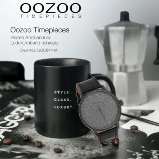 Oozoo Herren Armbanduhr Timepieces Analog Leder schwarz UOC9444A