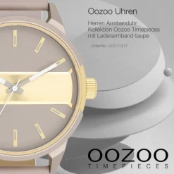 Oozoo Herren Armbanduhr Timepieces Analog Leder taupe braun UOC11317