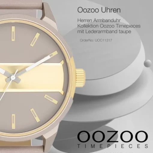 Oozoo Herren Armbanduhr Timepieces Analog Leder taupe braun UOC11317