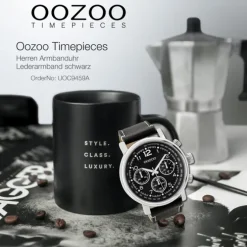 Oozoo Herren Armbanduhr Timepieces C9459A Analog Leder schwarz UOC9459A