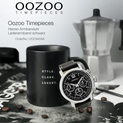 Oozoo Herren Armbanduhr Timepieces C9459A Analog Leder schwarz UOC9459A