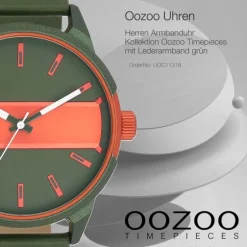 Oozoo Herren Armbanduhr Timepieces Analog Leder grün UOC11318