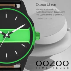 Oozoo Herren Armbanduhr Timepieces Analog Leder schwarz UOC11234