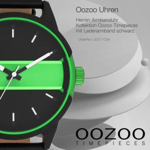 Oozoo Herren Armbanduhr Timepieces Analog Leder schwarz UOC11234