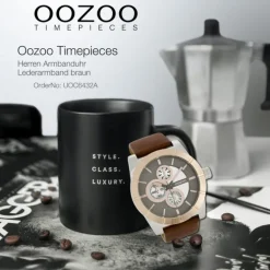 Oozoo Herren Armbanduhr Timepieces Analog Leder braun UOC6432A